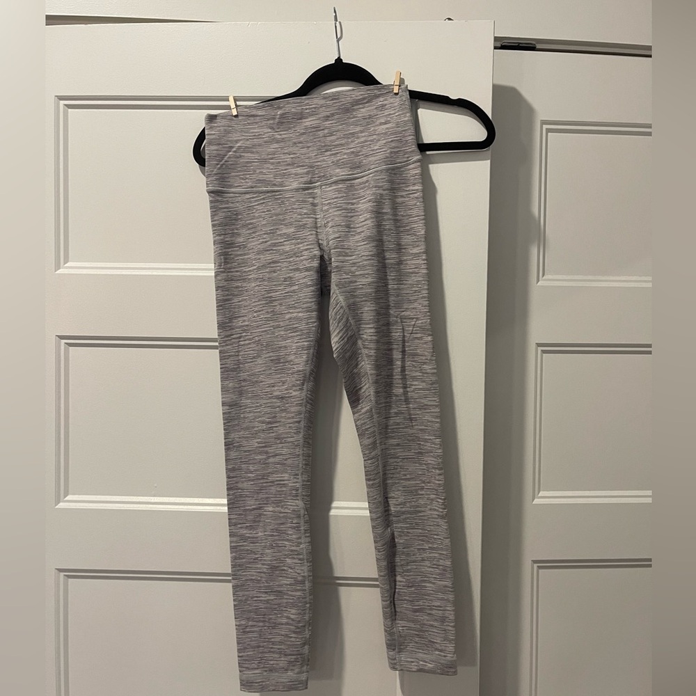 Lululemon Grey & White Striped Leggings